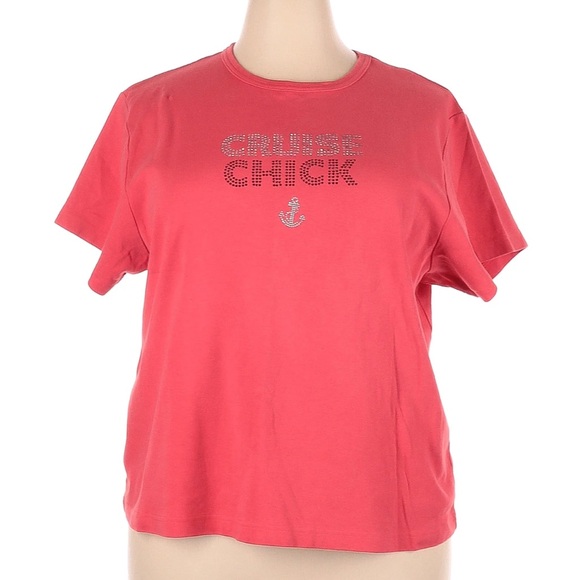 Tops - Cruise Chick pink short sleeve t-shirt with rhinestone logo
